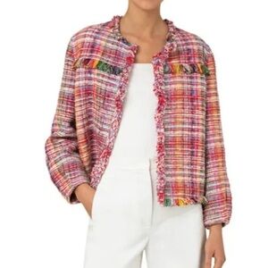 Akris Punto Multi Color Fringe Tweed Barbie Core Blazer Size 4